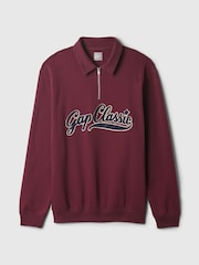 Gap Burgundy Red Vintage Soft Logo Quarter Zip Jumper - Image 4 of 5