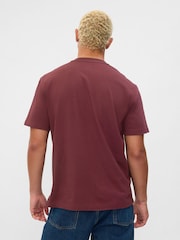 Gap Burgundy Red Original Pocket 100% Cotton Crew Neck Short Sleeve T-Shirt - Image 2 of 4
