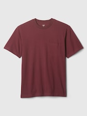 Gap Burgundy Red Original Pocket 100% Cotton Crew Neck Short Sleeve T-Shirt - Image 4 of 4