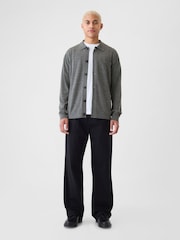 Gap Grey Merino Wool Long Sleeve Button Shirt - Image 3 of 5