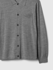 Gap Grey Merino Wool Long Sleeve Button Shirt - Image 5 of 5