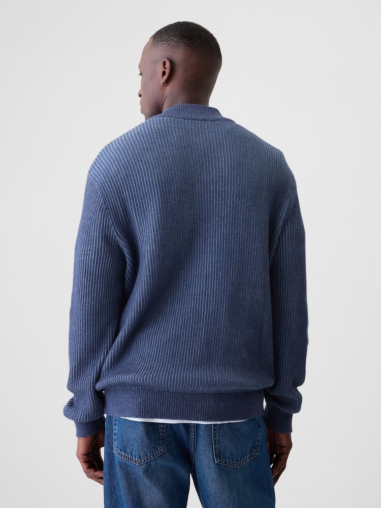 Gap Blue Cotton Knit Quarter-Zip Jumper - Image 2 of 5 Gap Blue Cotton Knit Quarter-Zip Jumper - Image 2 of 5