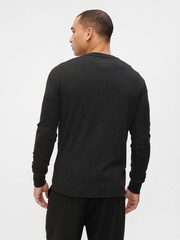 Gap Dark Grey Textured Waffle Knit Long Sleeve Crew Neck T-Shirt - Image 2 of 4