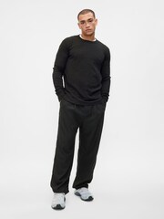 Gap Dark Grey Textured Waffle Knit Long Sleeve Crew Neck T-Shirt - Image 3 of 4