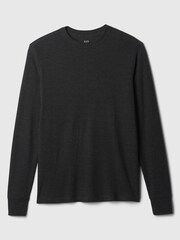 Gap Dark Grey Textured Waffle Knit Long Sleeve Crew Neck T-Shirt - Image 4 of 4