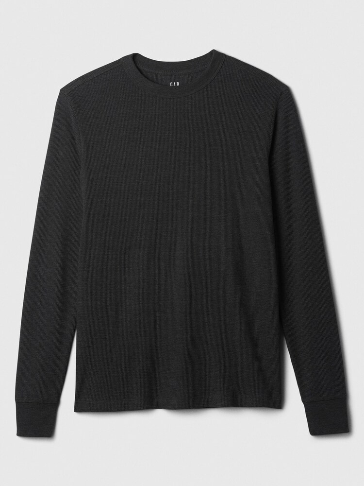 Gap Dark Grey Textured Waffle Knit Long Sleeve Crew Neck T-Shirt - Image 4 of 4