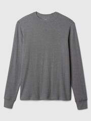 Gap Grey Textured Waffle Knit Long Sleeve Crew Neck T-Shirt - Image 4 of 4