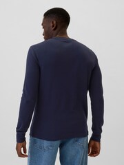 Gap Navy Blue Textured Waffle Knit Long Sleeve Crew Neck T-Shirt - Image 2 of 4