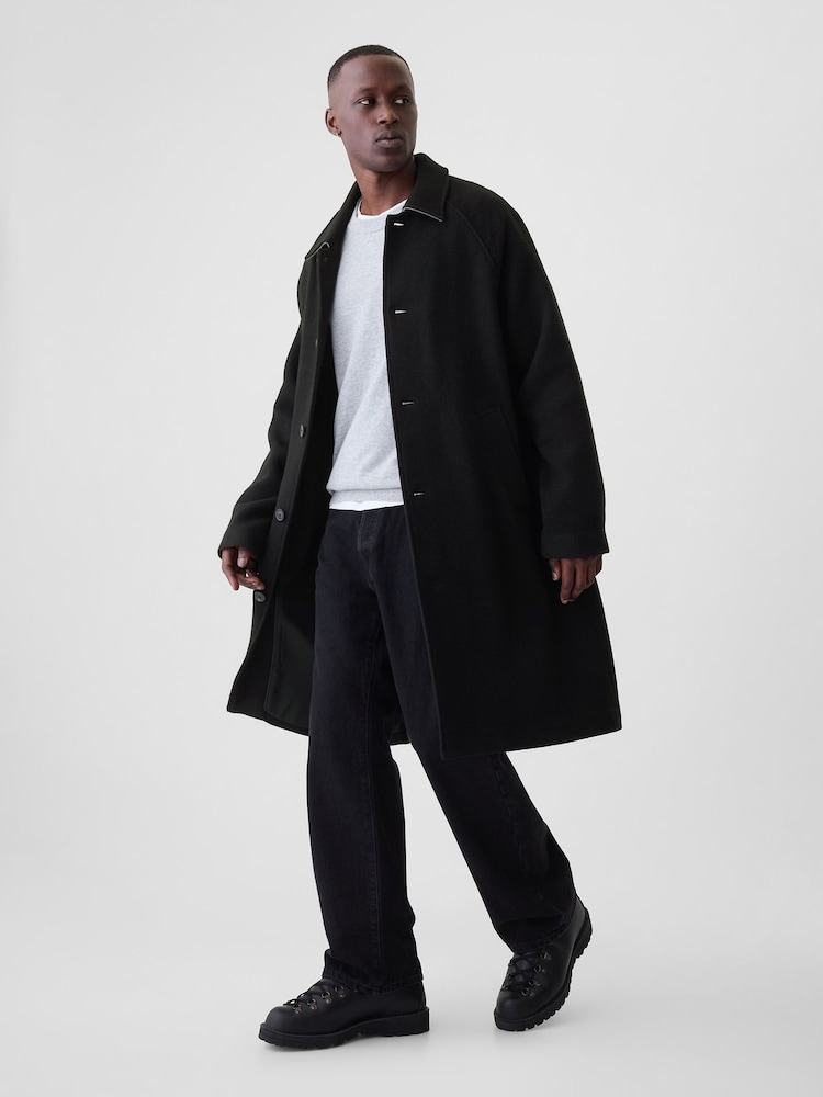 Gap Black Oversized Wool-Blend Coat - Image 2 of 5