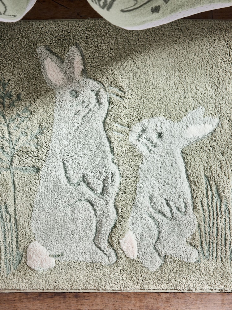 Green Spring Bunny 100% Cotton Bath Mat - Image 2 of 4