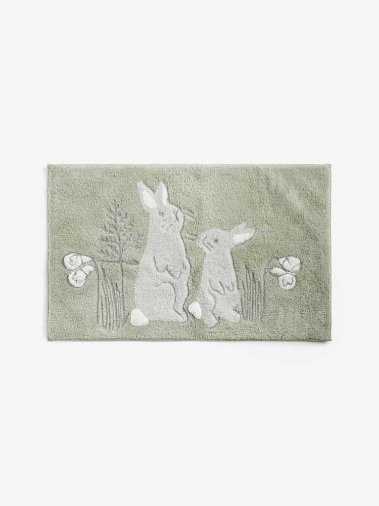 Green Spring Bunny 100% Cotton Bath Mat - Image 4 of 4