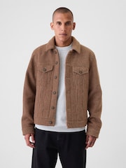 Gap Brown Wool Houndstooth Trucker Jacket - Image 1 of 5
