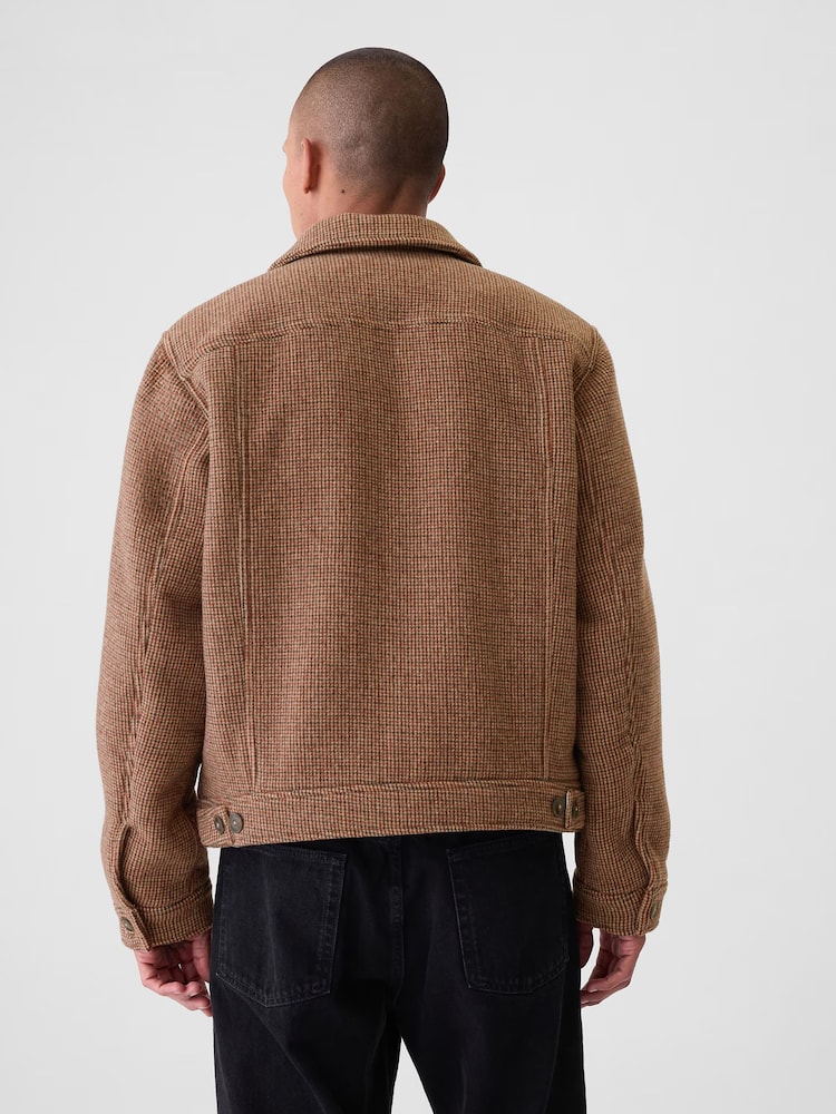 Gap Brown Wool Houndstooth Trucker Jacket - Image 2 of 5
