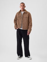 Gap Brown Wool Houndstooth Trucker Jacket - Image 3 of 5