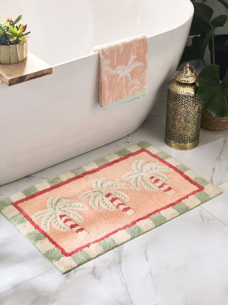 Orange Palm Tree 100% Cotton Bath Mat - Image 1 of 5