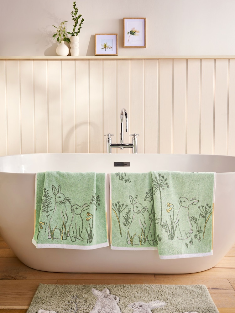 Green Spring Bunny 100% Cotton Towel - Image 1 of 7