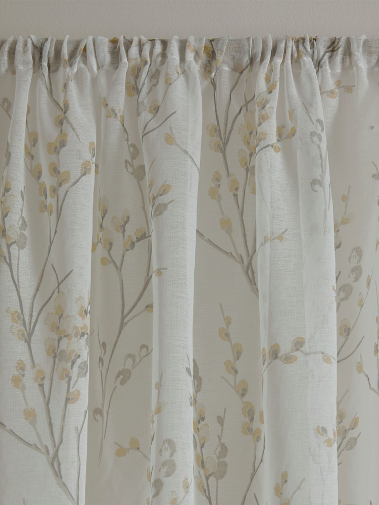 Laura Ashley Dove Pussy Willow Voile Slot Top Sheer Panel Pencil Pleat Curtain - Image 2 of 3
