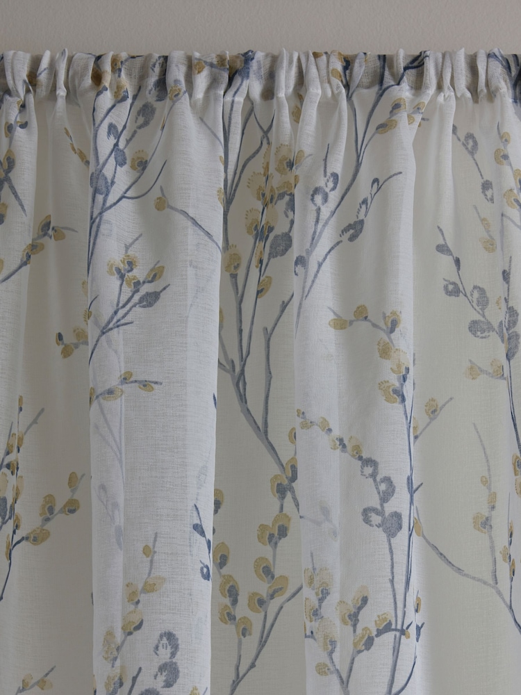 Laura Ashley Seaspray Pussy Willow Voile Slot Top Sheer Panel Pencil Pleat Curtain - Image 2 of 3
