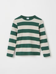 Polarn O. Pyret Green Organic Cotton Block Stripe Top - Image 1 of 3