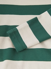 Polarn O. Pyret Green Organic Cotton Block Stripe Top - Image 3 of 3