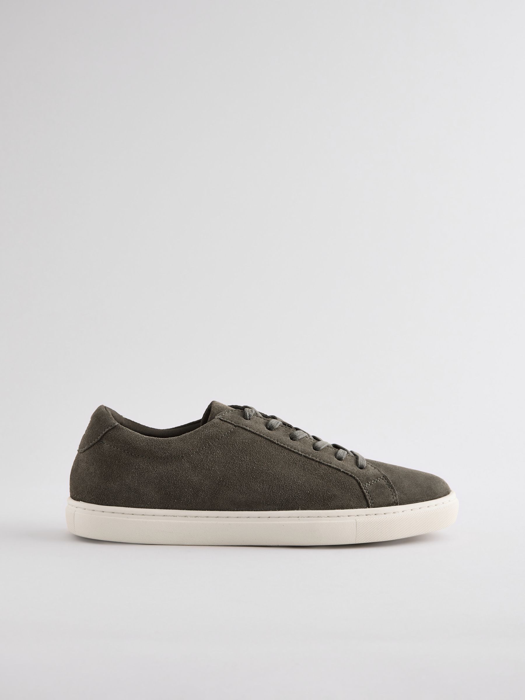 Khaki Green Leather Trainers