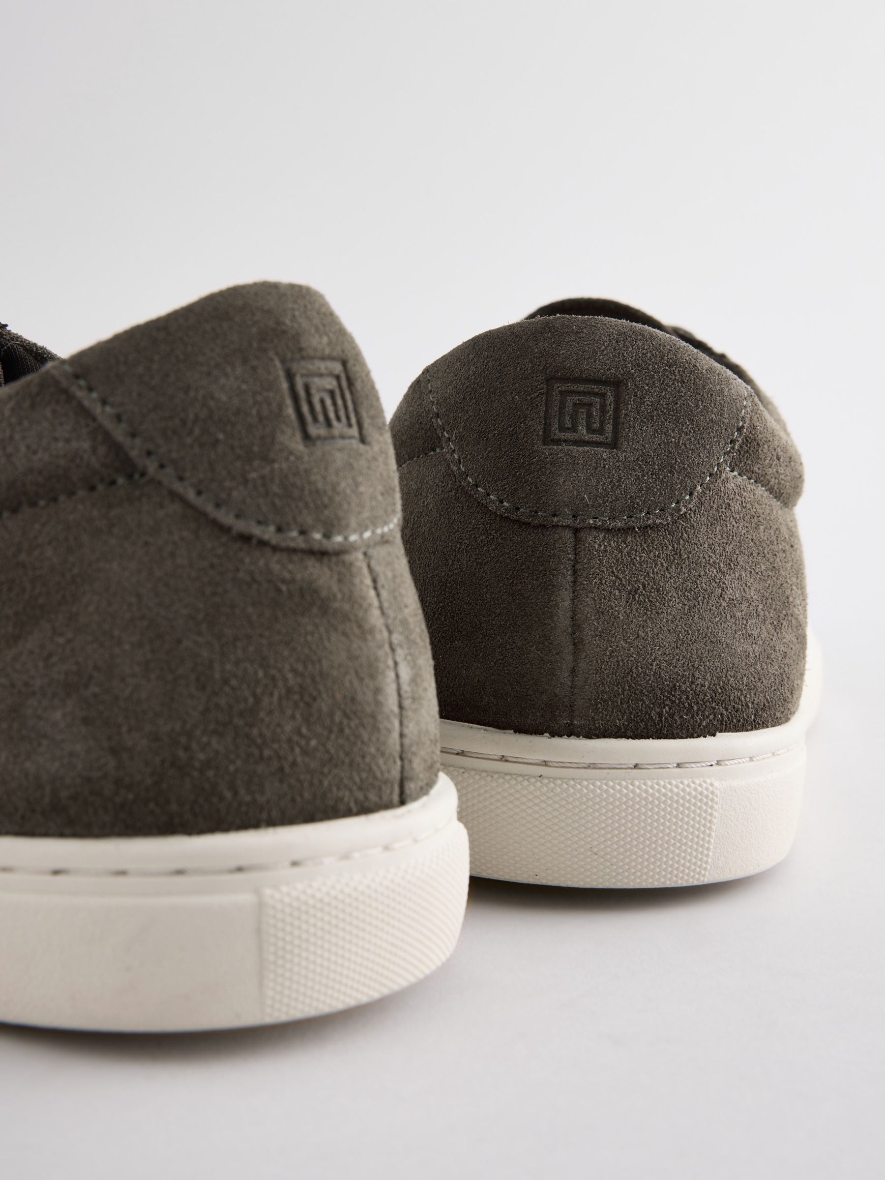 Khaki Green Leather Trainers