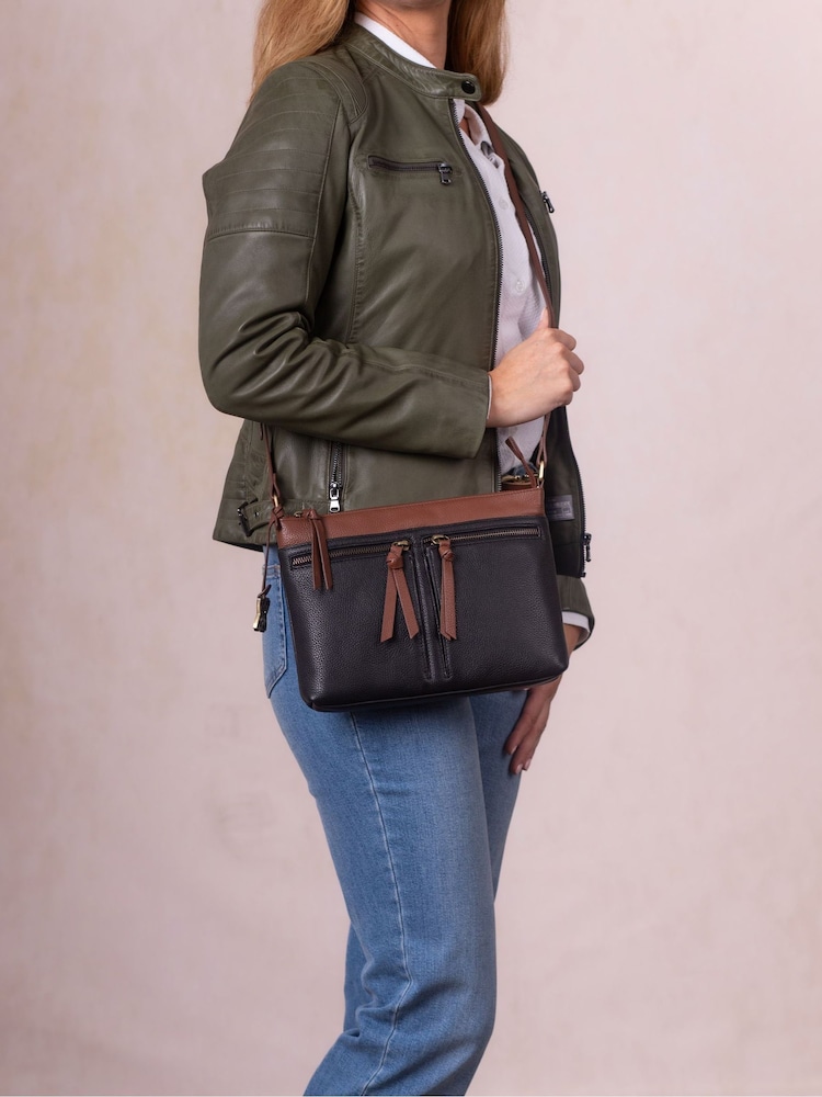 Lakeland Leather Black Beetham Cross-Body Bag - Image 7 of 7