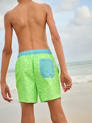Green/Yellow Shark Printed Swim Shorts (3-16yrs) - Image 3 of 8