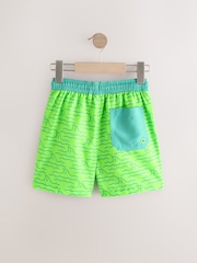 Green/Yellow Shark Printed Swim Shorts (3-16yrs) - Image 6 of 8