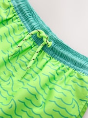 Green/Yellow Shark Printed Swim Shorts (3-16yrs) - Image 7 of 8