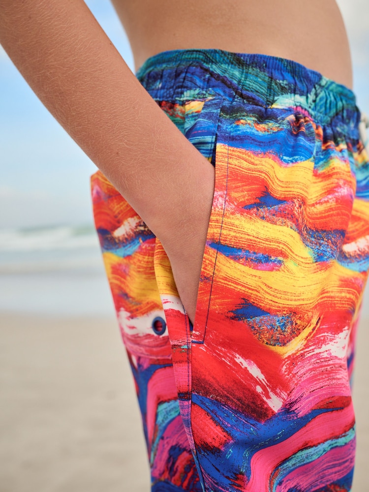 Blue/Yellow Printed Swim Shorts (3-16yrs) - Image 4 of 4