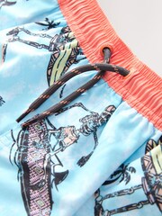 Pale Blue Skeleton Printed Swim Shorts (3-16yrs) - Image 7 of 8
