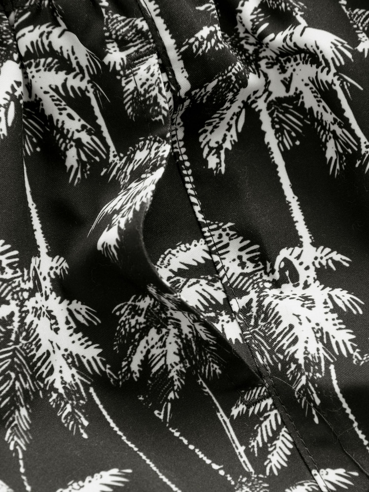 Black/White Palm Printed Swim Shorts (3-16yrs) - Image 7 of 7