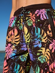 Black Palm Print Board Shorts (3-16yrs) - Image 4 of 4