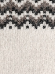 Ecru White Fairisle Pattern Regular Fit Signature 100% Merino Wool Crew Jumper - Image 7 of 8