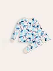 Brand Threads Blue Girls Disney Stitch Divine Fleece Pyjamas Set - Image 2 of 4