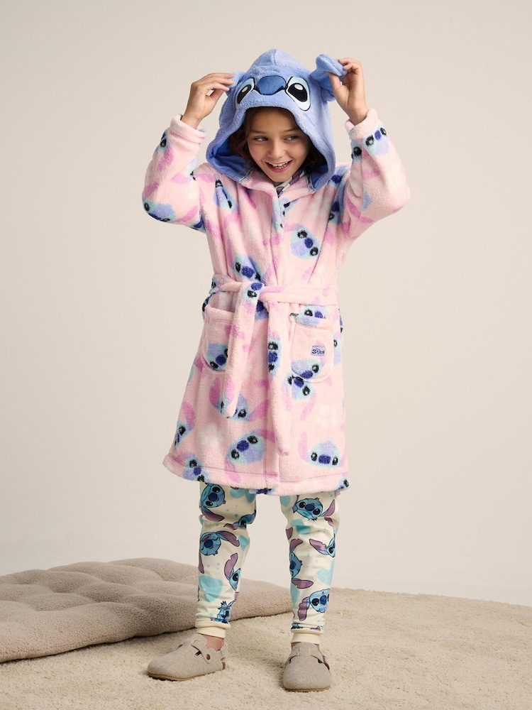 Brand Threads Pink Girls Disney Stitch Dressing Gown - Image 1 of 3