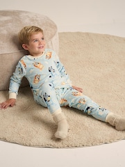 Brand Threads Blue Unisex Bluey Divine Fleece Pyjamas Set - Image 1 of 4