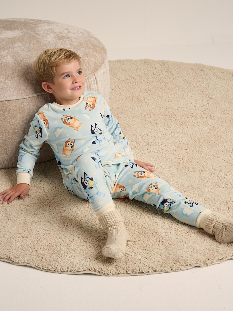 Brand Threads Blue Unisex Bluey Divine Fleece Pyjamas Set - Image 1 of 4