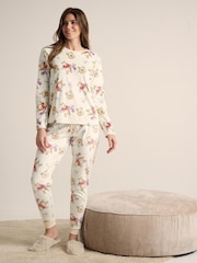 Brand Threads White Disney Winnie The Pooh Ladies Divine Fleece Pyjamas Set - Image 1 of 4