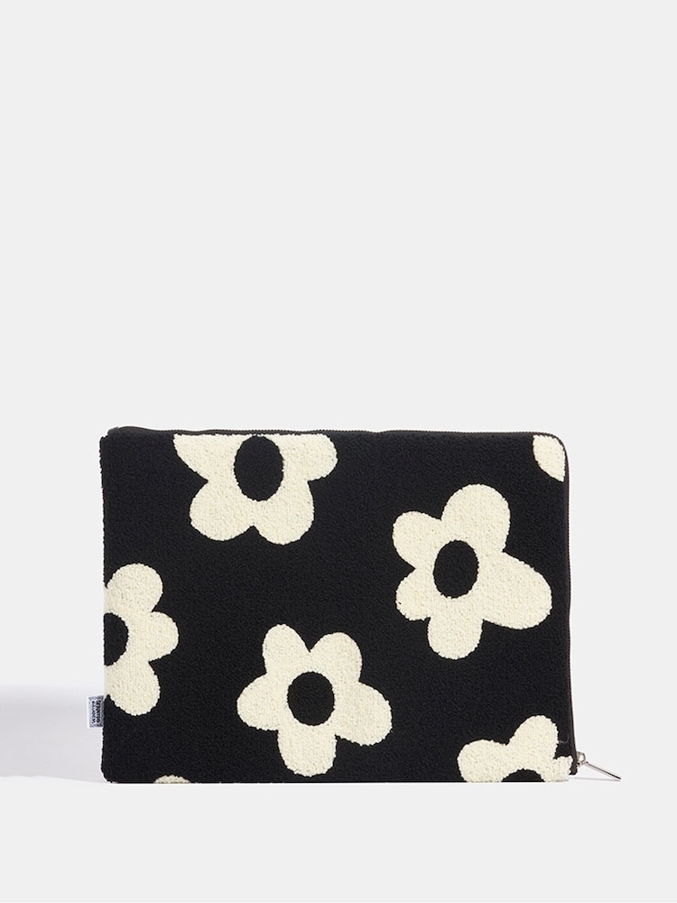 Skinnydip Black Daisy Fuzzy Laptop Case - 13" - Image 1 of 7