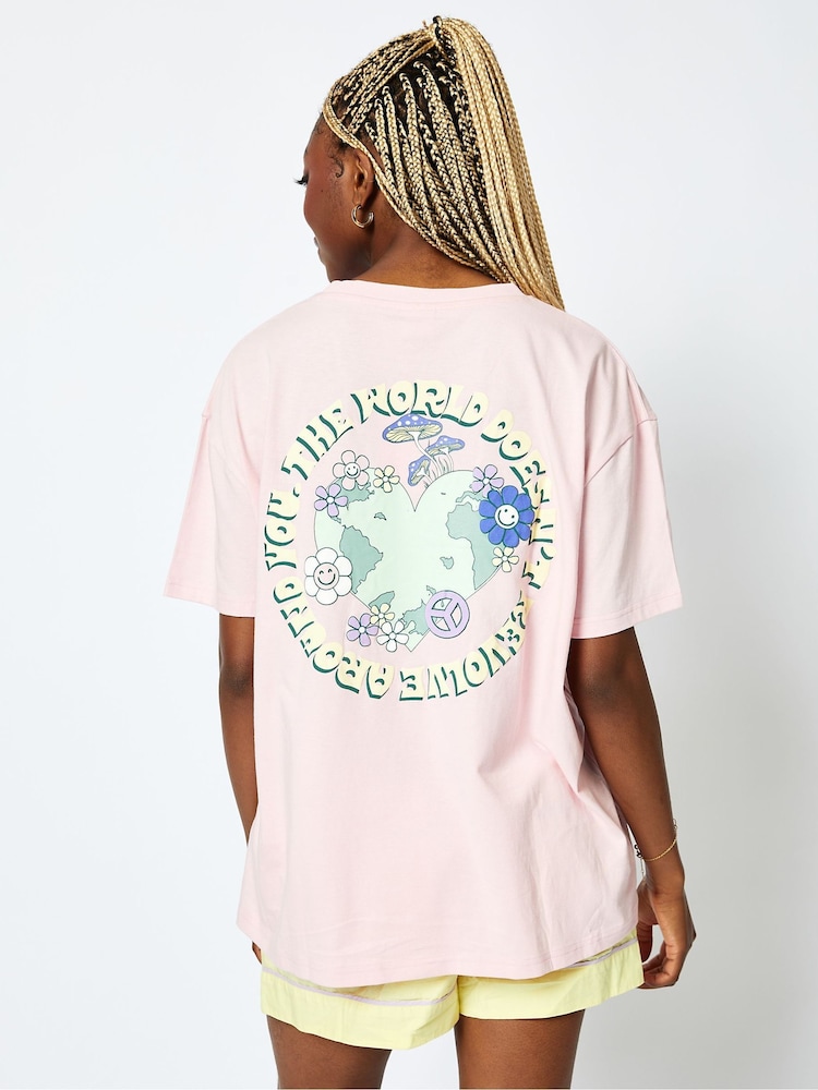 Skinnydip Pink The World Doesnt Revolve Around You T-Shirt - Image 1 of 4