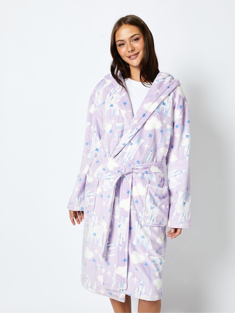 Skinnydip Lilac Disney Living In a Fantasy Print Dressing Gown - Image 1 of 4