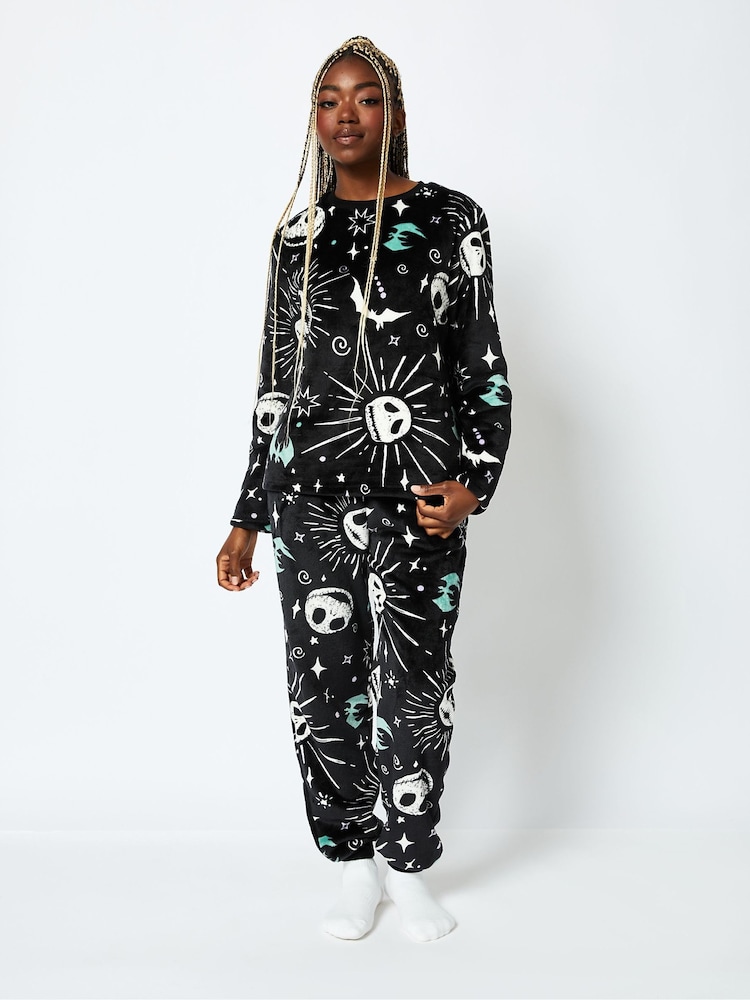 Skinnydip Black Disney Nightmare Before Christmas Fleece Pyjama Set - Image 1 of 4