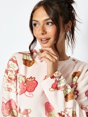 Strawberry Shortcake x Skinnydip Fleece Pyjama Set in Pink - Image 4 of 5