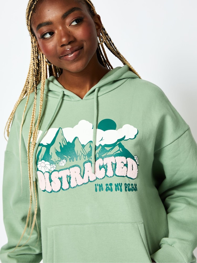 Distracted Hoodie in Sage Green - Image 4 of 4