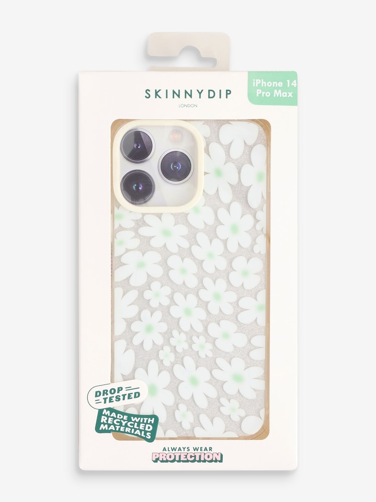 Skinnydip Sage & White Warped Daisy Shock iPhone 15 Plus Case - Image 1 of 6