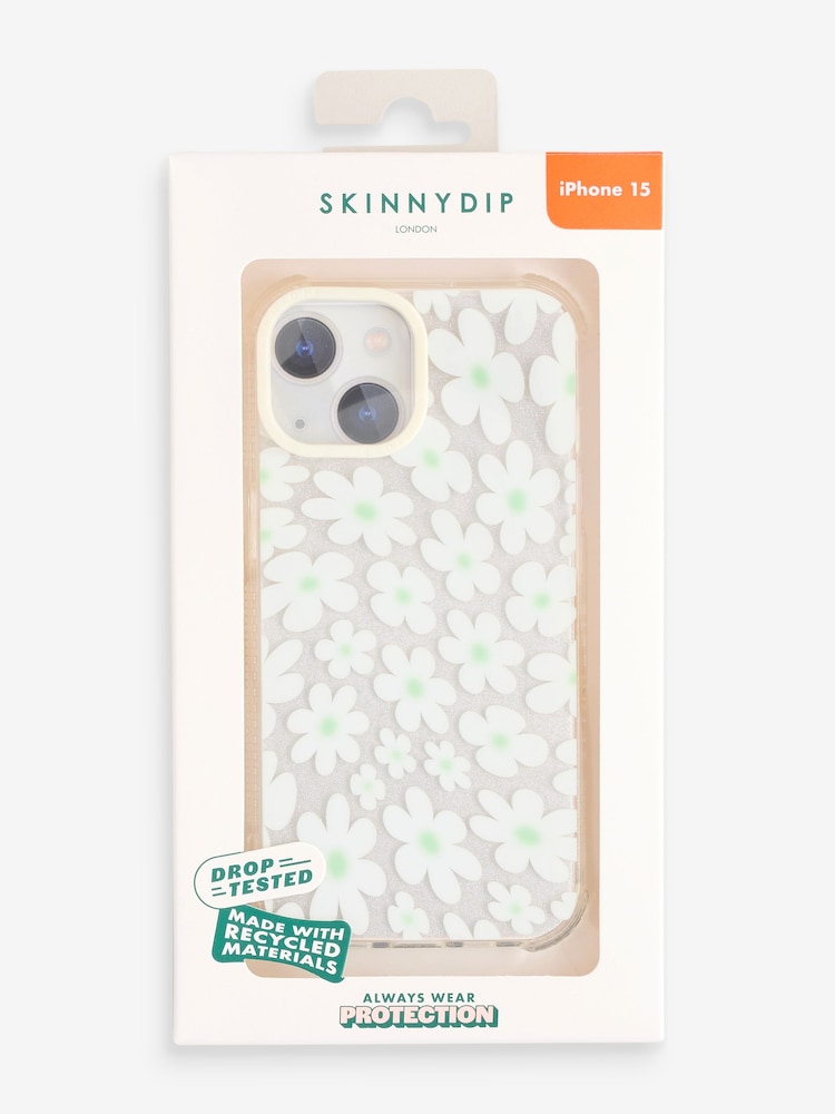 Skinnydip Sage & White Warped Daisy Shock iPhone 15 Pro Case - Image 2 of 6