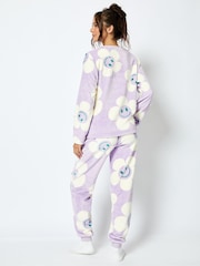 Happy Flower Fleece Pyjama Set in Lilac - Image 2 of 5