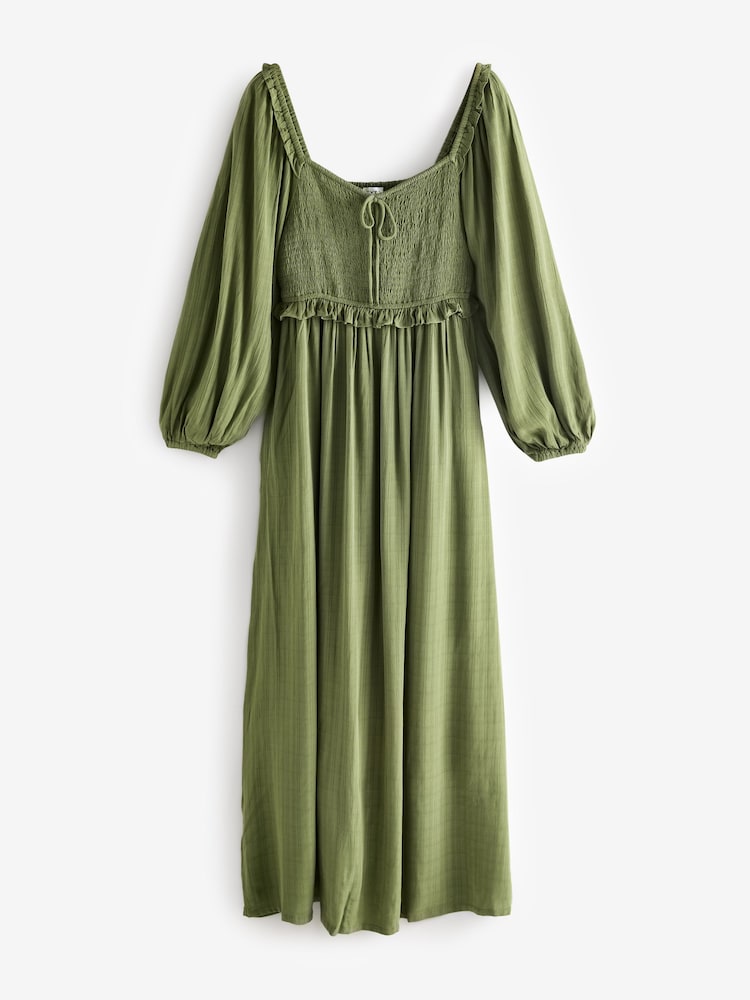 Khaki Green Sheered Maxi Dress - Image 1 of 1